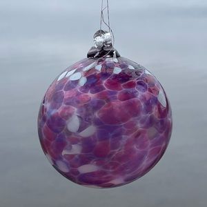 Pink, Purple, and White Speckled Art Glass Friendship Ball Ornament